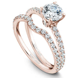 A Noam Carver rose gold engagement ring with 22 diamonds.