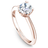 A Noam Carver rose gold engagement ring with a round centerpiece.