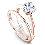 A Noam Carver rose gold engagement ring with a round centerpiece.