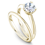 A Noam Carver yellow gold engagement ring with a round centerpiece.