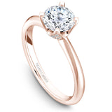A Noam Carver rose gold engagement ring with a round centerpiece and 32 diamonds.