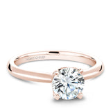 A Noam Carver rose gold engagement ring with a round centerpiece and 32 diamonds.