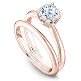 A Noam Carver rose gold engagement ring with a round centerpiece and 32 diamonds.