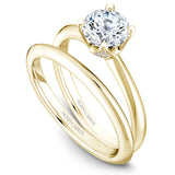 A Noam Carver yellow gold engagement ring with a round centerpiece and 32 diamonds.