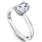 A Noam Carver white gold engagement ring with an oval centerpiece and 48 diamonds.