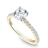 A Noam Carver yellow gold engagement ring with 20 diamonds.