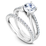 A Noam Carver white gold engagement ring with 18 diamonds.