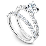 A Noam Carver white gold engagement ring with 12 diamonds.