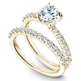 A Noam Carver yellow gold engagement ring with 12 diamonds.