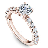 A Noam Carver rose gold engagement ring with 12 diamonds.