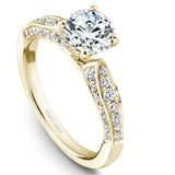 A Noam Carver yellow gold engagement ring with 46 diamonds.