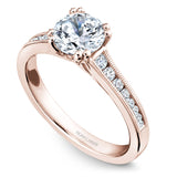 A Noam Carver rose gold engagement ring with 16 diamonds.
