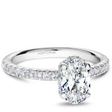 A Noam Carver white gold engagement ring with an oval centerpiece and 30 diamonds.