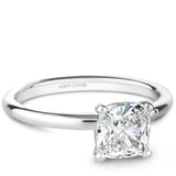 A Noam Carver white gold engagement ring with a cushion cut centerpiece.