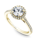 A Noam Carver yellow gold engagement ring with 42 diamonds.