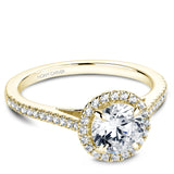 A Noam Carver yellow gold engagement ring with 42 diamonds.