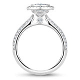 A Noam Carver white gold engagement ring with 71 diamonds and a round halo.