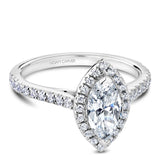A Noam Carver yellow gold engagement ring with a marquise halo and 40 diamonds.