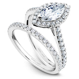 A Noam Carver yellow gold engagement ring with a marquise halo and 40 diamonds.