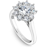 A Noam Carver white gold floral engagement ring with 9 round diamonds.
