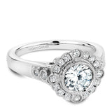 A Noam Carver white gold engagement ring with 20 round diamonds.