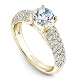 A Noam Carver yellow gold engagement ring with 52 diamonds.