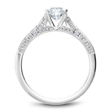 A Noam Carver white gold engagement ring with an oval centerpiece and 66 diamonds.