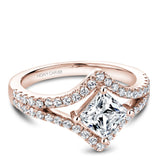 A Noam Carver rose gold engagement ring with 46 diamonds.