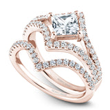 A Noam Carver rose gold engagement ring with 46 diamonds.