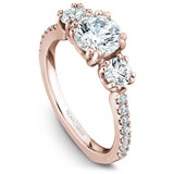A Noam Carver rose gold engagement ring with 16 diamonds.