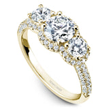 A Noam Carver yellow gold engagement ring with 100 diamonds.