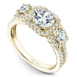 A Noam Carver yellow gold engagement ring with 64 diamonds.
