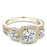 A Noam Carver yellow gold engagement ring with 64 diamonds.