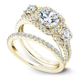 A Noam Carver yellow gold engagement ring with 64 diamonds.