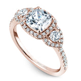 A Noam Carver rose gold engagement ring with 50 diamonds.