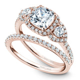 A Noam Carver rose gold engagement ring with 50 diamonds.