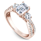 A Noam Carver rose gold engagement ring with 28 diamonds.
