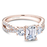 A Noam Carver rose gold engagement ring with 28 diamonds.