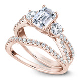 A Noam Carver rose gold engagement ring with 28 diamonds.