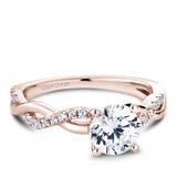 A Noam Carver rose gold engagement ring with a twist band and 24 round diamonds.