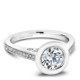 A Noam Carver rose gold engagement ring with 27 round diamonds.
