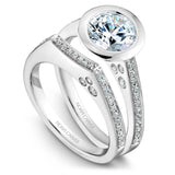 A Noam Carver rose gold engagement ring with 27 round diamonds.