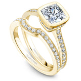 A Noam Carver yellow gold engagement ring with 40 diamonds.