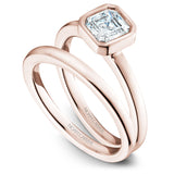 A Noam Carver rose gold engagement ring with an asscher cut solitaire diamond.