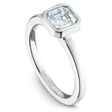 A Noam Carver white gold engagement ring with an asscher cut solitaire diamond.