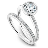 A Noam Carver white gold engagement ring with 28 round diamonds.