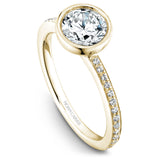A Noam Carver yellow gold engagement ring with 28 round diamonds.