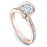 A Noam Carver rose gold engagement ring with milgrain detailing and 48 diamonds.