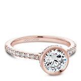 A Noam Carver rose gold engagement ring with milgrain detailing and 45 diamonds.