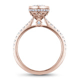 A Noam Carver rose gold engagement ring with milgrain detailing and 45 diamonds.